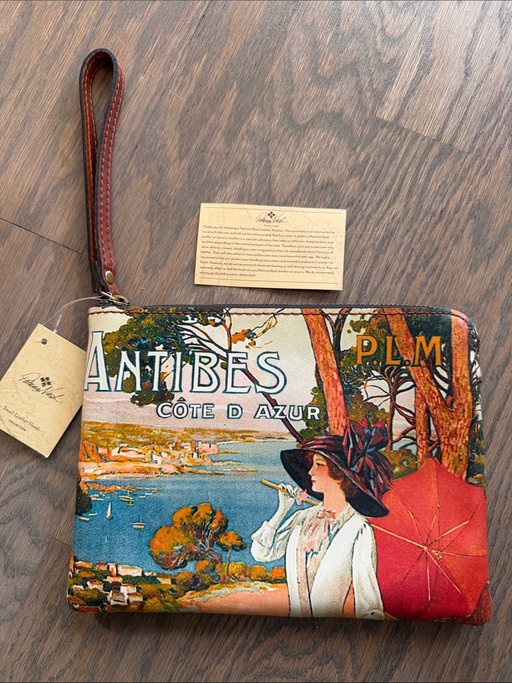 NEW ~ Patricia Nash Antibes Côte d’Azur Scene Print Clutch Wristlet Pouch Purse